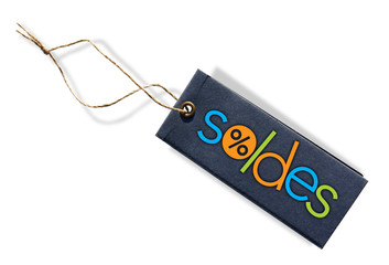 Soldes étiquette bleu
