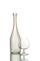 Wine bottle and glass