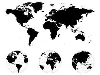 World map and globes