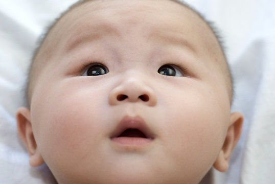surprised asian baby