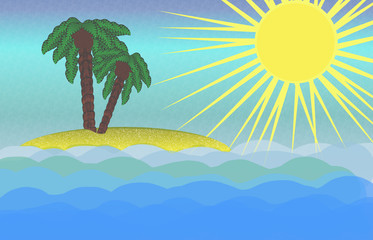 Fototapeta na wymiar Summer Haze Paradise Island Background Scene