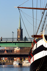 Ship on Weser river