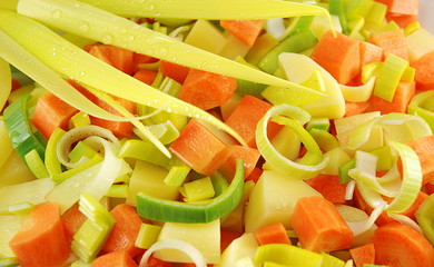 Légumes coupés pour la soupe