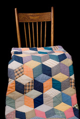 Antique Quilt And Kitchen Chair