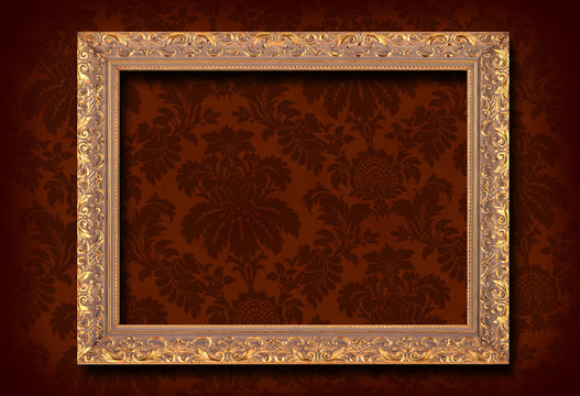 Victorian wallpaper and gold antique frame