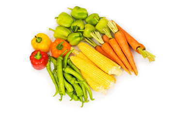 Various vegetables isolated on the white background