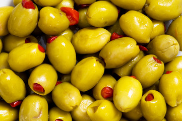 Food background made of fresh green olives