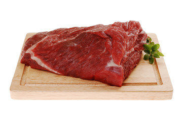 Fresh raw beef isolated on white background