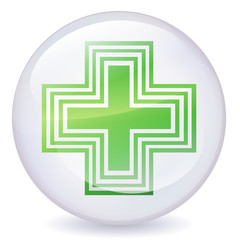 Boule de cristal croix verte de la pharmacie (ombre)