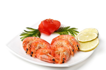 The boiled tiger shrimps