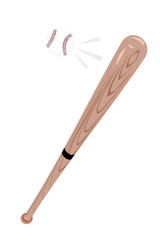 A Wooden baseball bat with ball