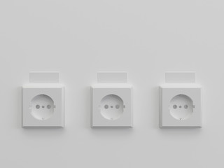 Three white sockets