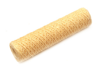 Skein of beige yarn.