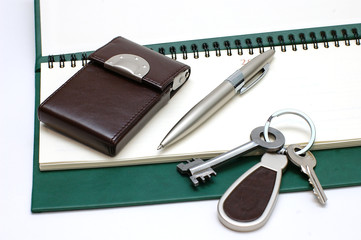 Diary, handle and keys
