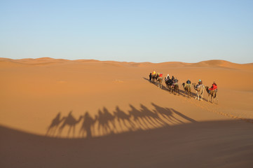 Fototapeta na wymiar Karawane in der Saharze, Maroko