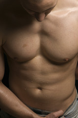 Fototapeta premium bodybuilder down view near