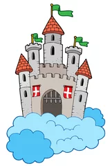 Naadloos Fotobehang Airtex Kasteel Middeleeuws kasteel op wolken