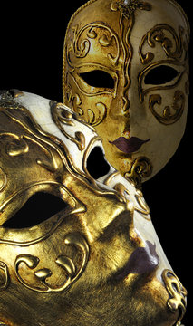 2 perspectives of a hand-painted mask from Venice Italy