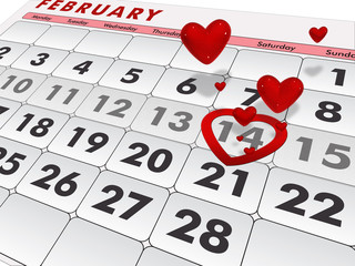 calendar 14th hearts