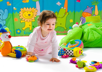 Baby playing isolated