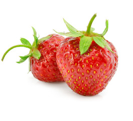 red strawberry fruits isolated on white