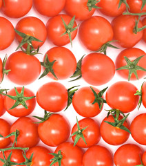 Closeup of cherry tomatoes isolated on white background