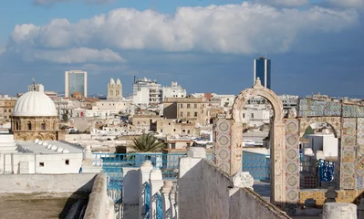 Fotobehang Tunesië terras van de medina van tunis