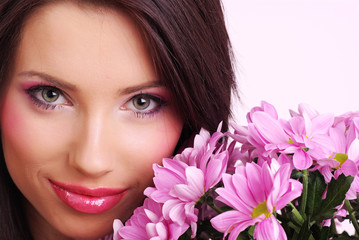 Fototapeta premium beautiful woman with flowers