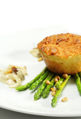Goats Cheese Cake with Fresh Green Asparagus