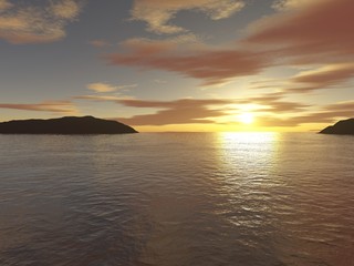 Sonnenuntergang hinter Insel