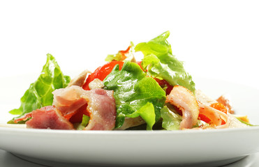 Salad with Meat and Vegetable Leaf