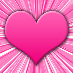 Coeur rose sur fond rayé