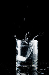 Glass of splashing water