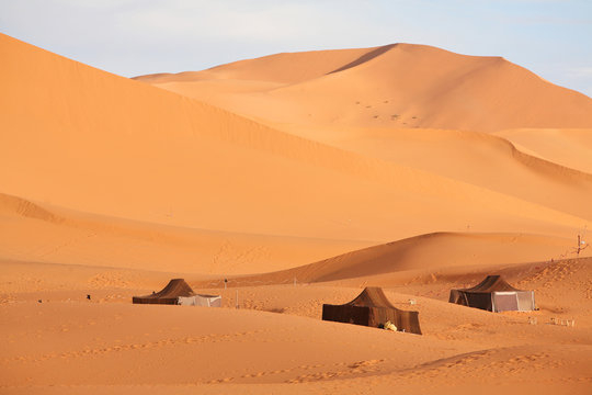 The nomad (Berber) tents in the Sahara, Morocco