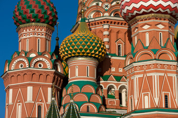 Fototapeta na wymiar Detail of the St. Basil Cathedral on Red square in Moscow