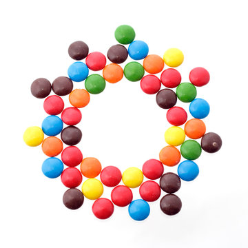 colorful candy in a circle - copy space in the middle