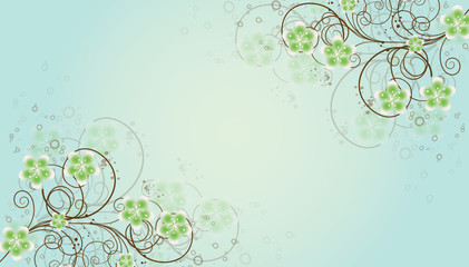 fons floral vert antique acidul&eacute;