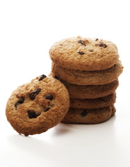 Bunch of cookies on a white background, Shallow depth of field.