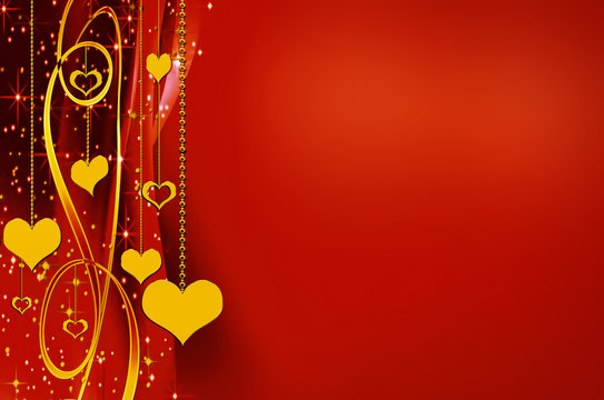 elegant golden and red backgrounds with hearts and stars