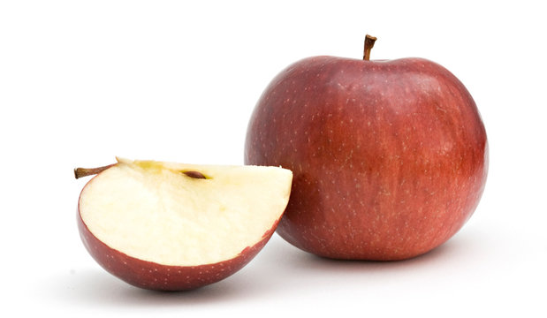 Apple and its peace isolated on white background