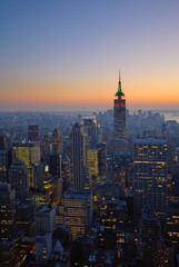Fototapeta na wymiar i zachód słońca panorama Manhattan, Nowy Jork