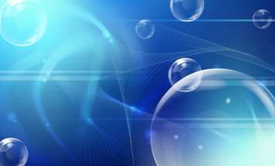 spheres on blue background.