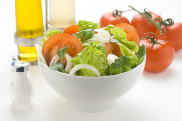 fresh natural salad bowl tomato lettuce onion