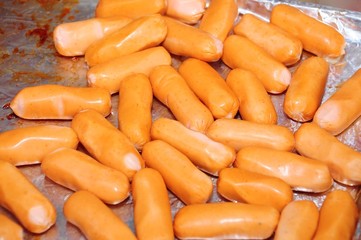 cooked sausage in the store