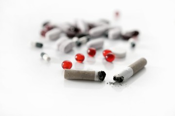 tobacco, unhealthy dangerous drug and pills