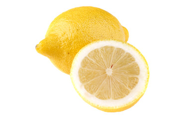 fresh slice lemon on white background