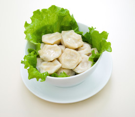 Russian hot pelmeni.Meat dumplings