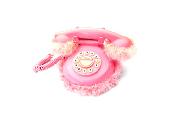 pink fluffy telephone