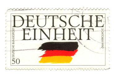 Old canceled german stamp with flag