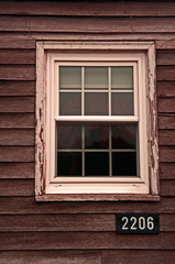 Window on a pioneer homestead in rural Iowa